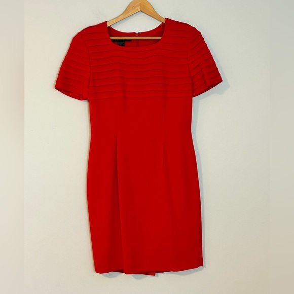 MariAnna Dresses & Skirts - NWOT MariAnna Red Short Sleeve Pleated Bodice Sheath Dress – Size 6